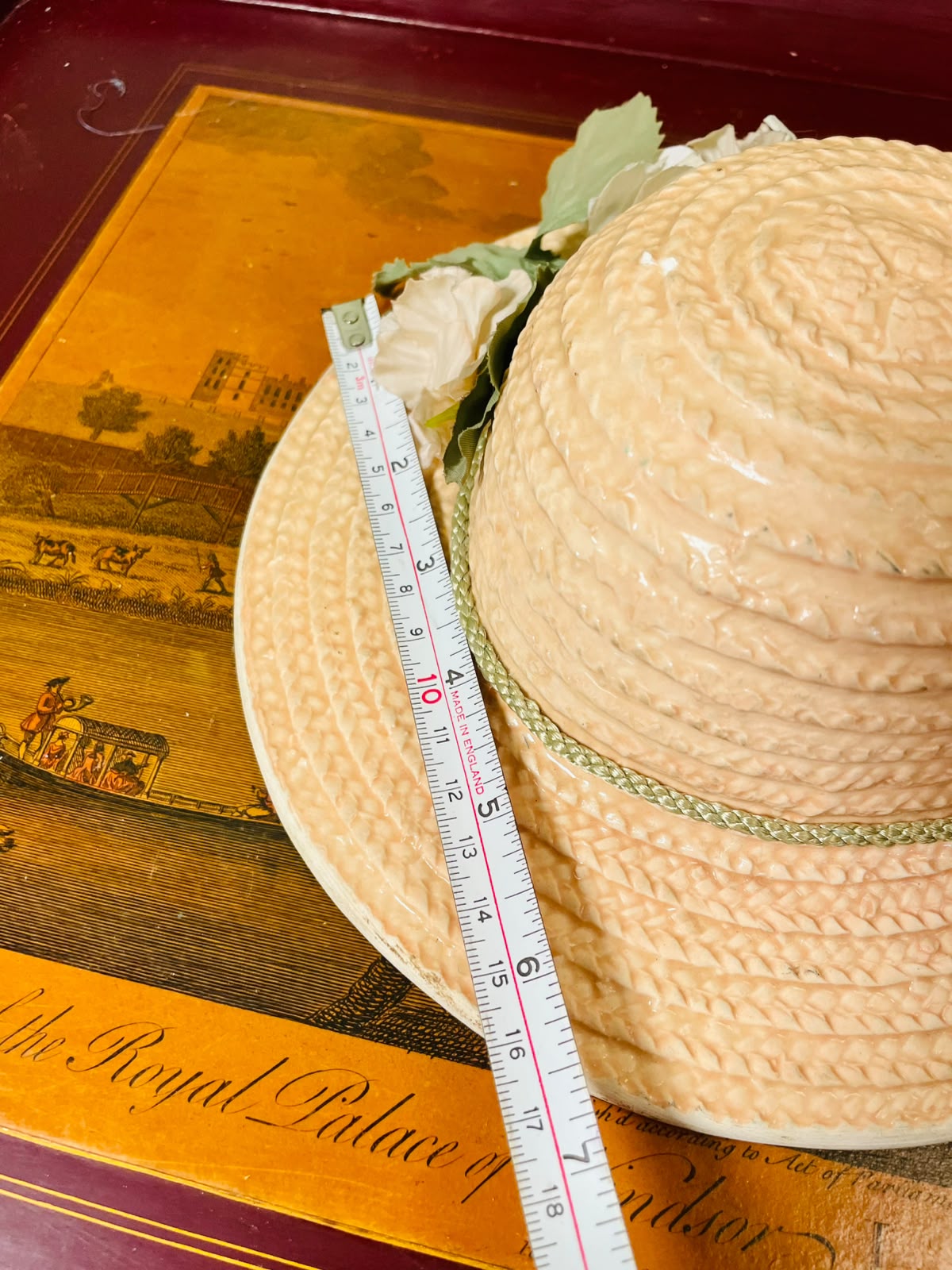 Peach Floral Hat-Shaped Decorative Ornament 17cm