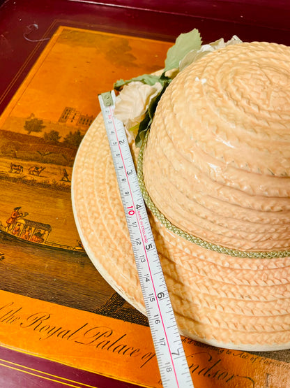 Peach Floral Hat-Shaped Decorative Ornament 17cm