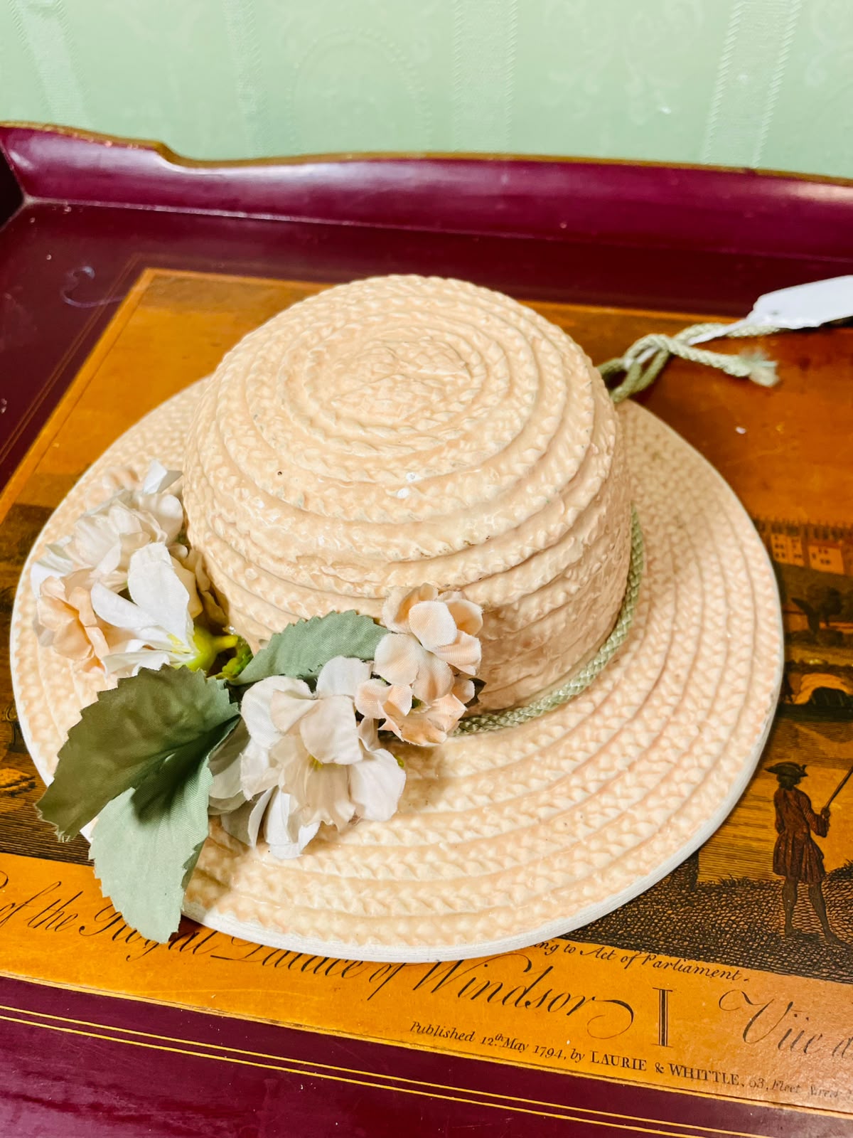 Peach Floral Hat-Shaped Decorative Ornament 17cm