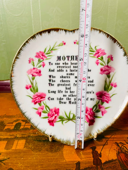 Mother Tribute Floral Heart Decorative Plate 17cm