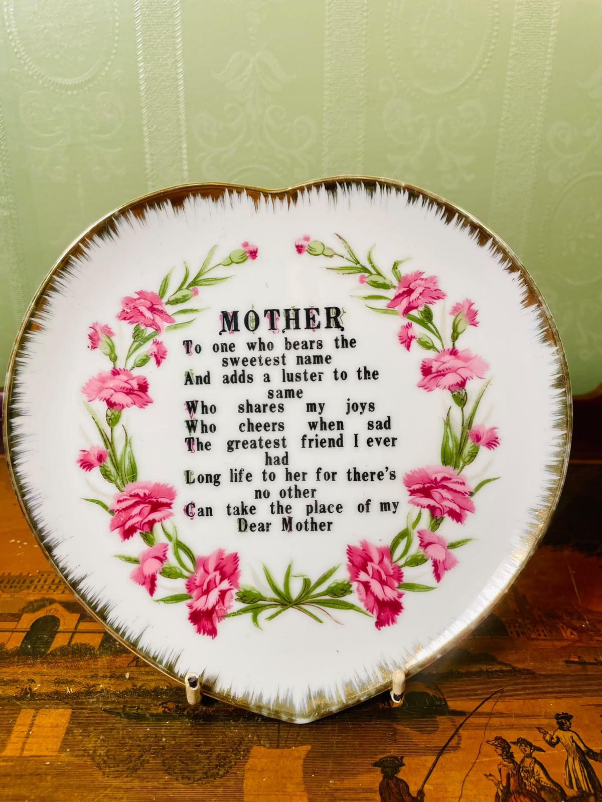 Mother Tribute Floral Heart Decorative Plate 17cm