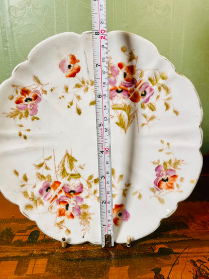 Vintage Floral Scalloped Porcelain Serving Plate 20cm