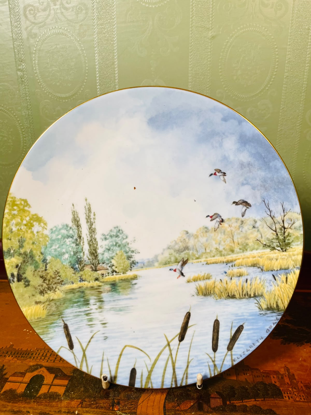 Royal Doulton Rustling Reeds Elizabeth Gray Wall Plate 8 in