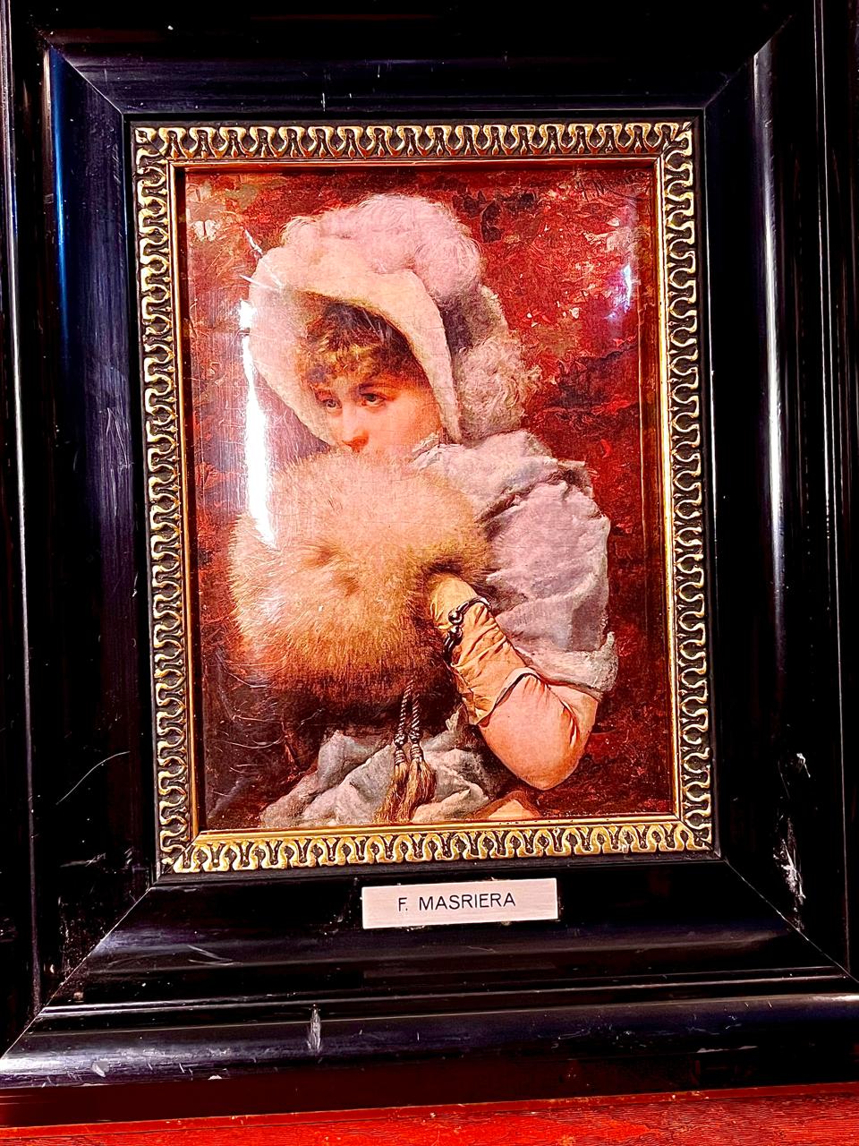 F.C. Masriera Framed Artwork Woman Portrait 9 x 7 Inch