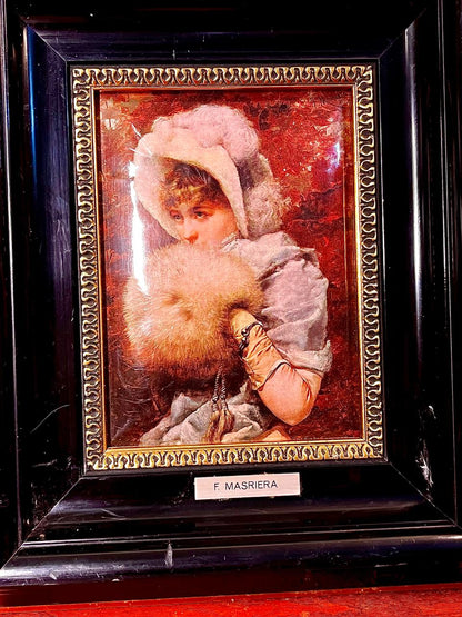 F.C. Masriera Framed Artwork Woman Portrait 9 x 7 Inch