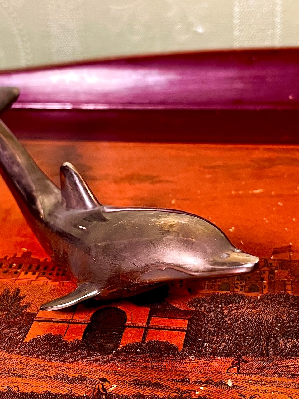 Silver-Tone Dolphin Figurine 7 Inch Decorative Home Decor