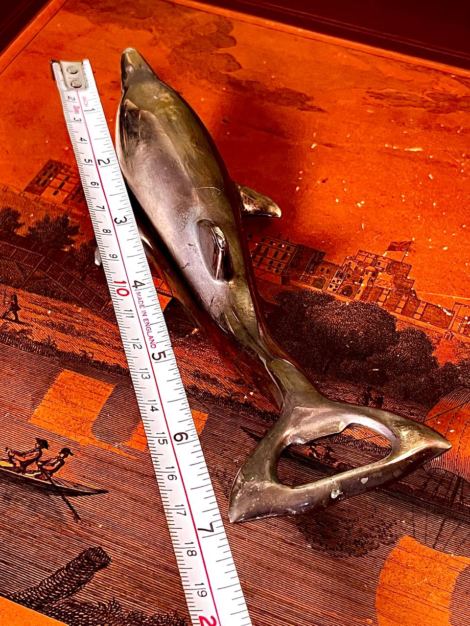 Silver-Tone Dolphin Figurine 7 Inch Decorative Home Decor