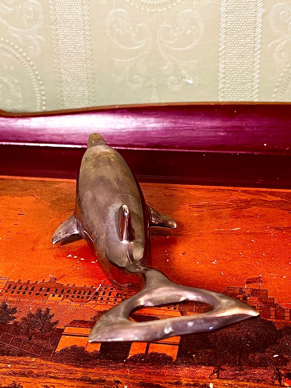 Silver-Tone Dolphin Figurine 7 Inch Decorative Home Decor