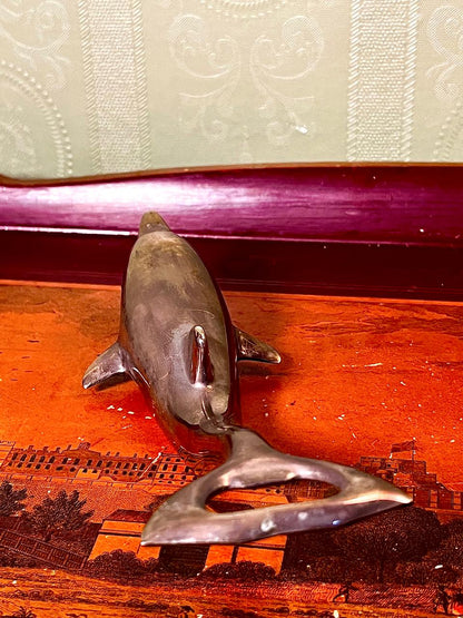 Silver-Tone Dolphin Figurine 7 Inch Decorative Home Decor