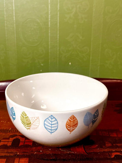 Wilko Ceramic Bowl Multicolour Leaf Design 15 cm