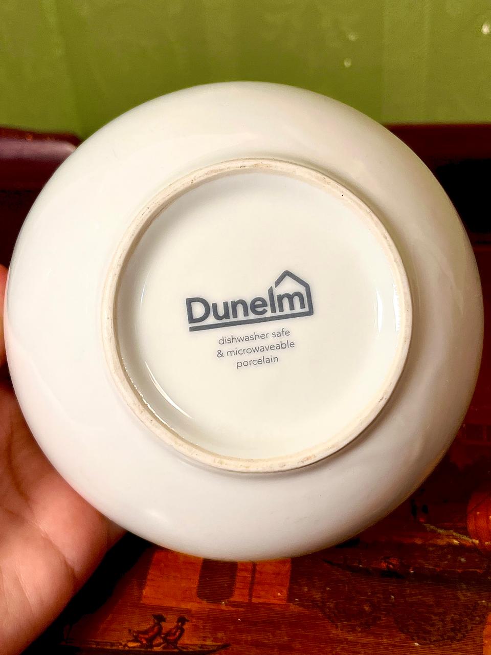 Dunelm Porcelain Bowl White & Mustard Dot Design 15 cm