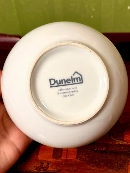 Dunelm Porcelain Bowl White & Mustard Dot Design 15 cm