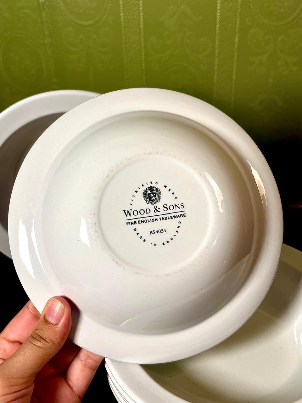 Wood & Sons White Vitreous Ware Bowls Set of 6 – Made in England