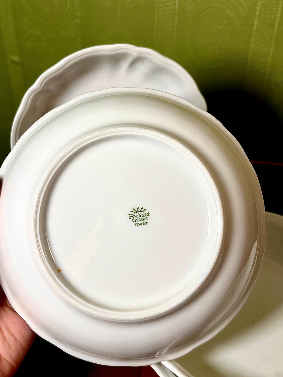 Richard Ginori Italy White Scalloped Porcelain Bowls Set of 4 – Vintage Italian Tableware
