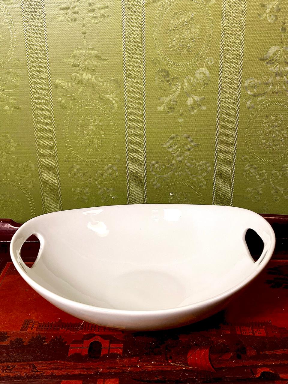 White Ceramic Serving Bowl with Handles 25 cm