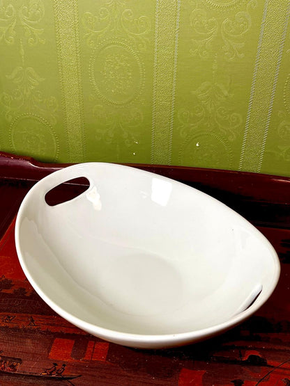 White Ceramic Serving Bowl with Handles 25 cm