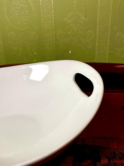 White Ceramic Serving Bowl with Handles 25 cm