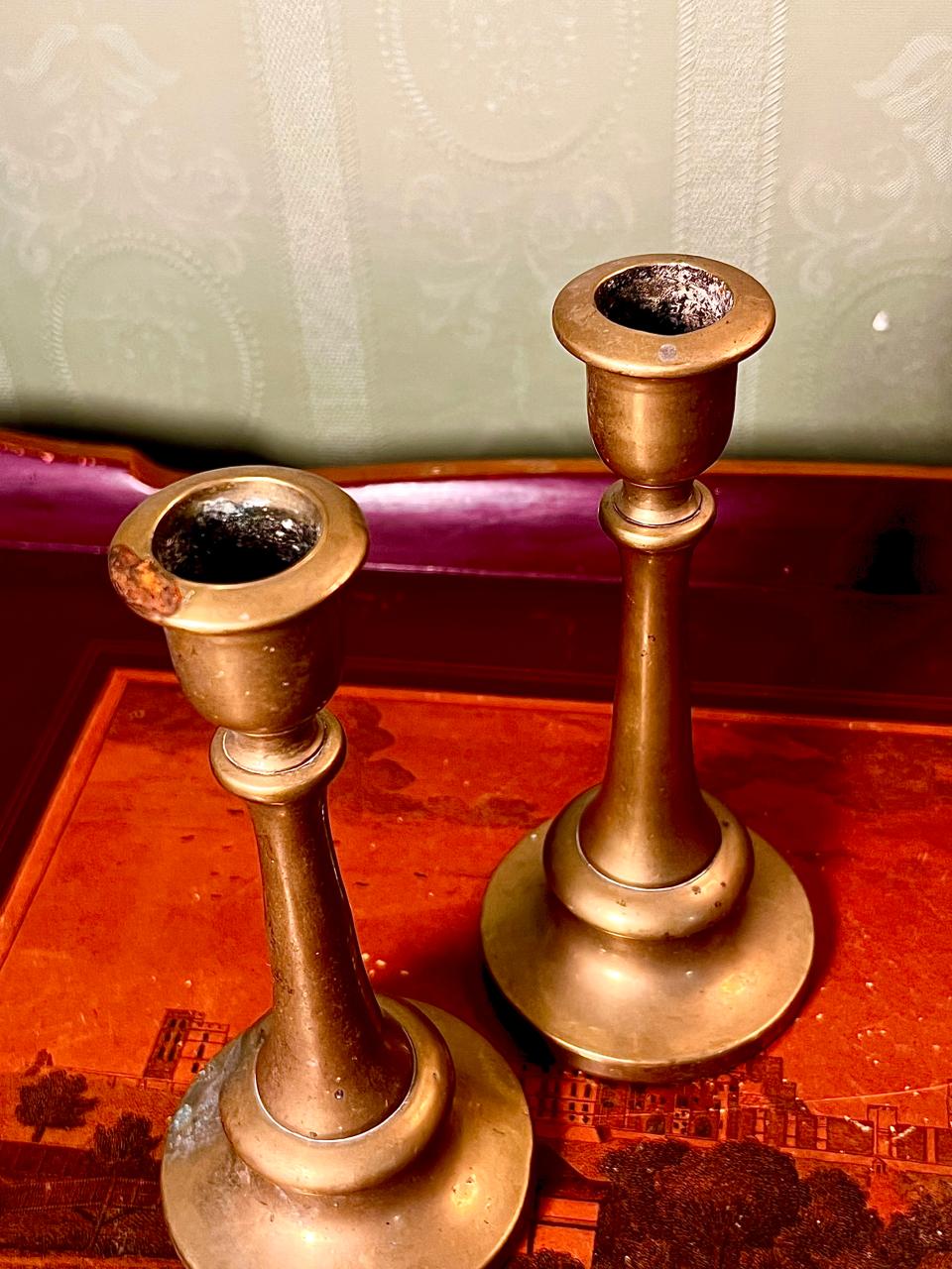 Pair of Vintage Brass Candlesticks 15cm Traditional Candle Holders