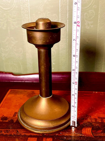 Vintage Brass Push-Up Chamber Candlestick 20cm Candle Holder
