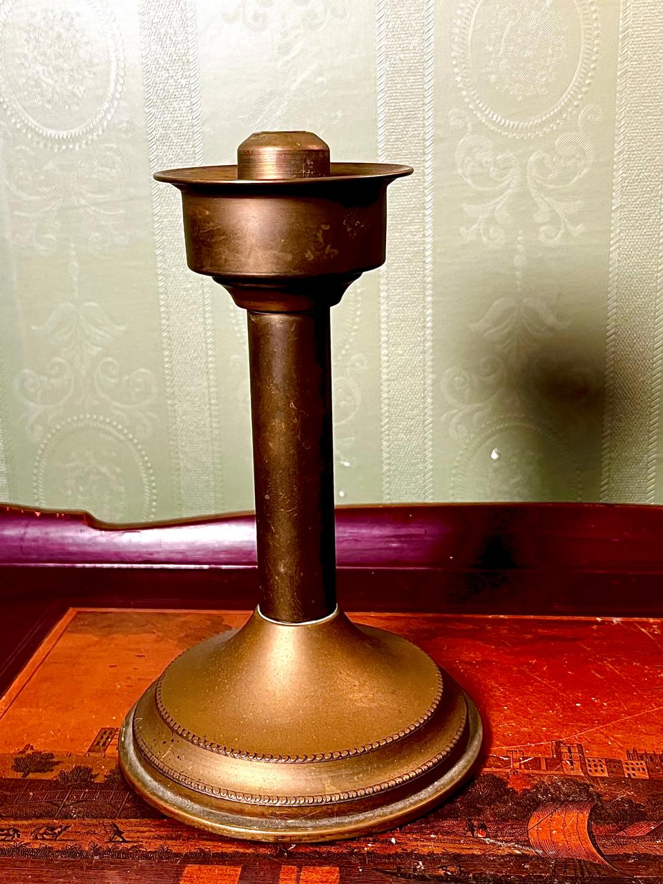 Vintage Brass Push-Up Chamber Candlestick 20cm Candle Holder