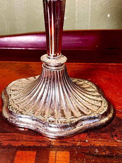 Vintage Silver-Plated Fluted Candlestick 17cm – Ornate Candle Holder
