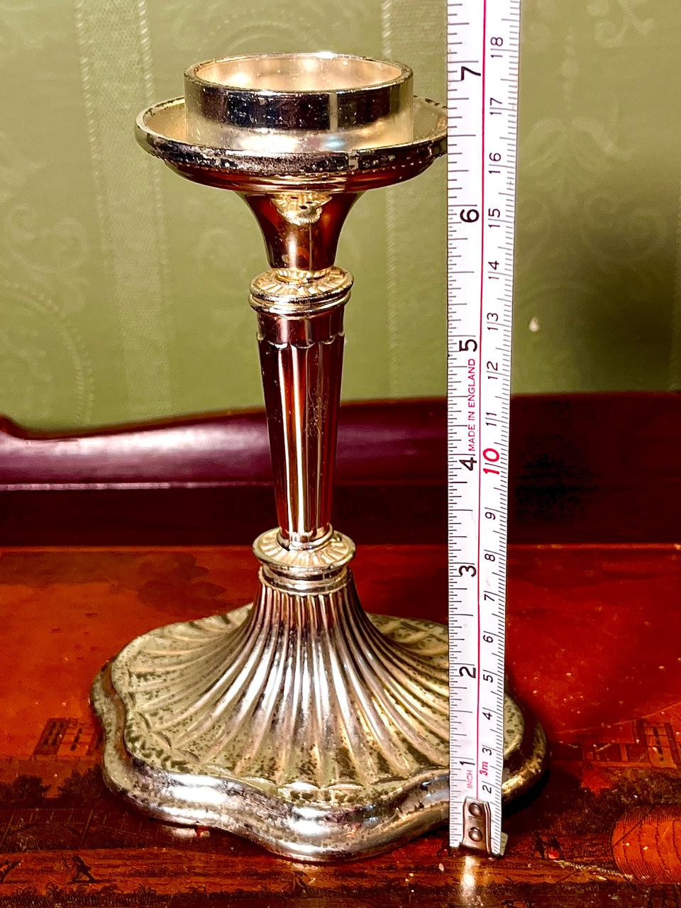 Vintage Silver-Plated Fluted Candlestick 17cm – Ornate Candle Holder