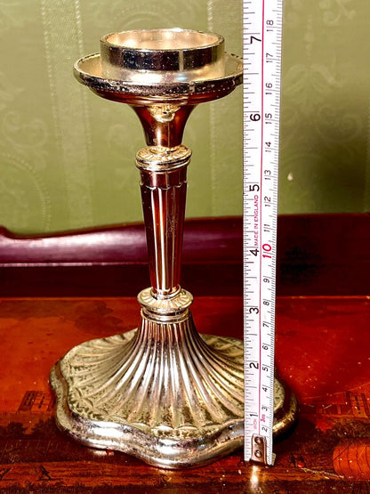 Vintage Silver-Plated Fluted Candlestick 17cm – Ornate Candle Holder