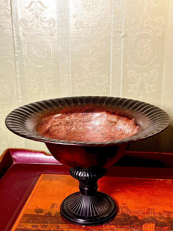 Laura Ashley Home Burgundy Crystal Pedestal Bowl 9 Inch