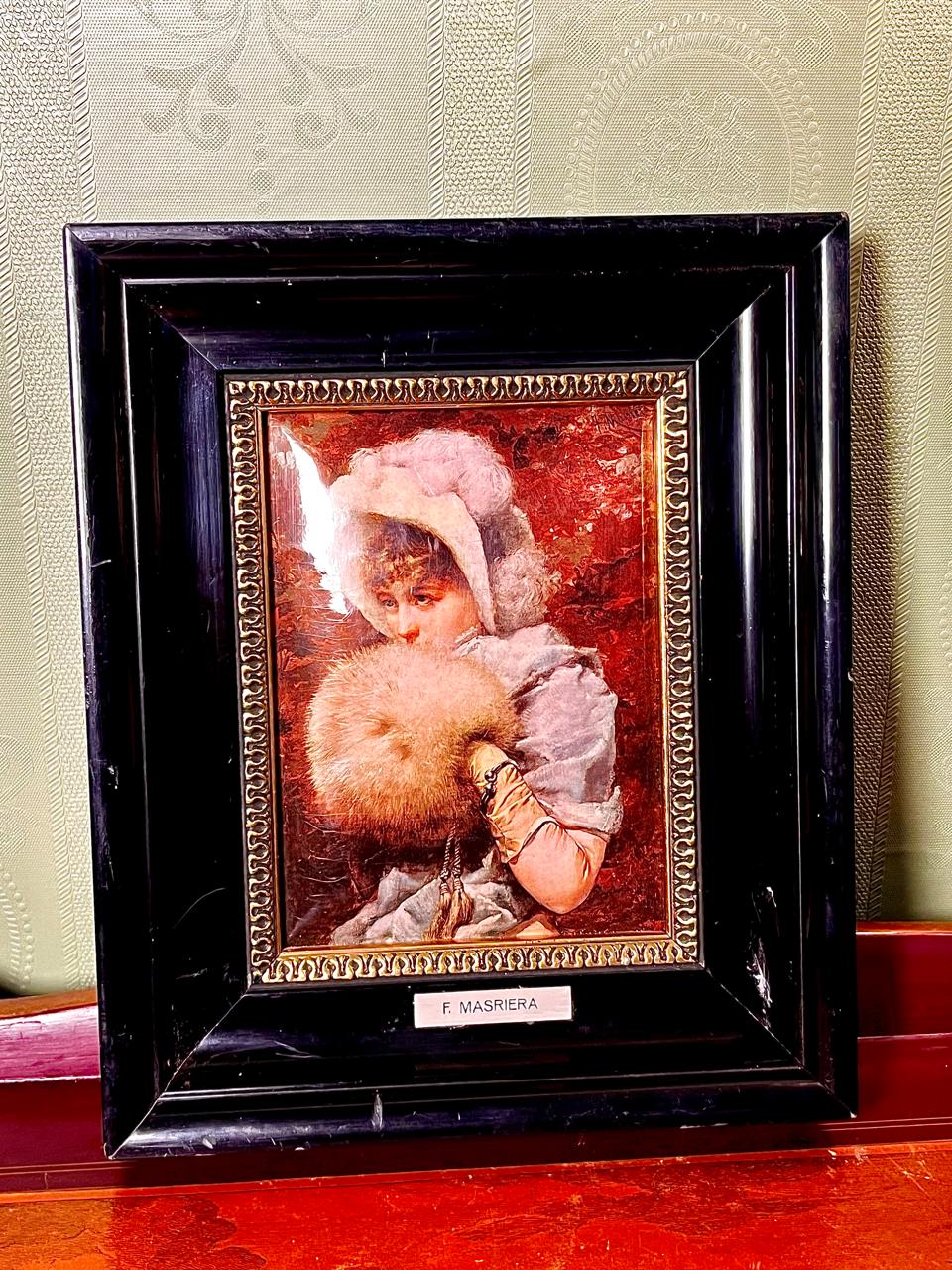 F.C. Masriera Framed Artwork Woman Portrait 9 x 7 Inch