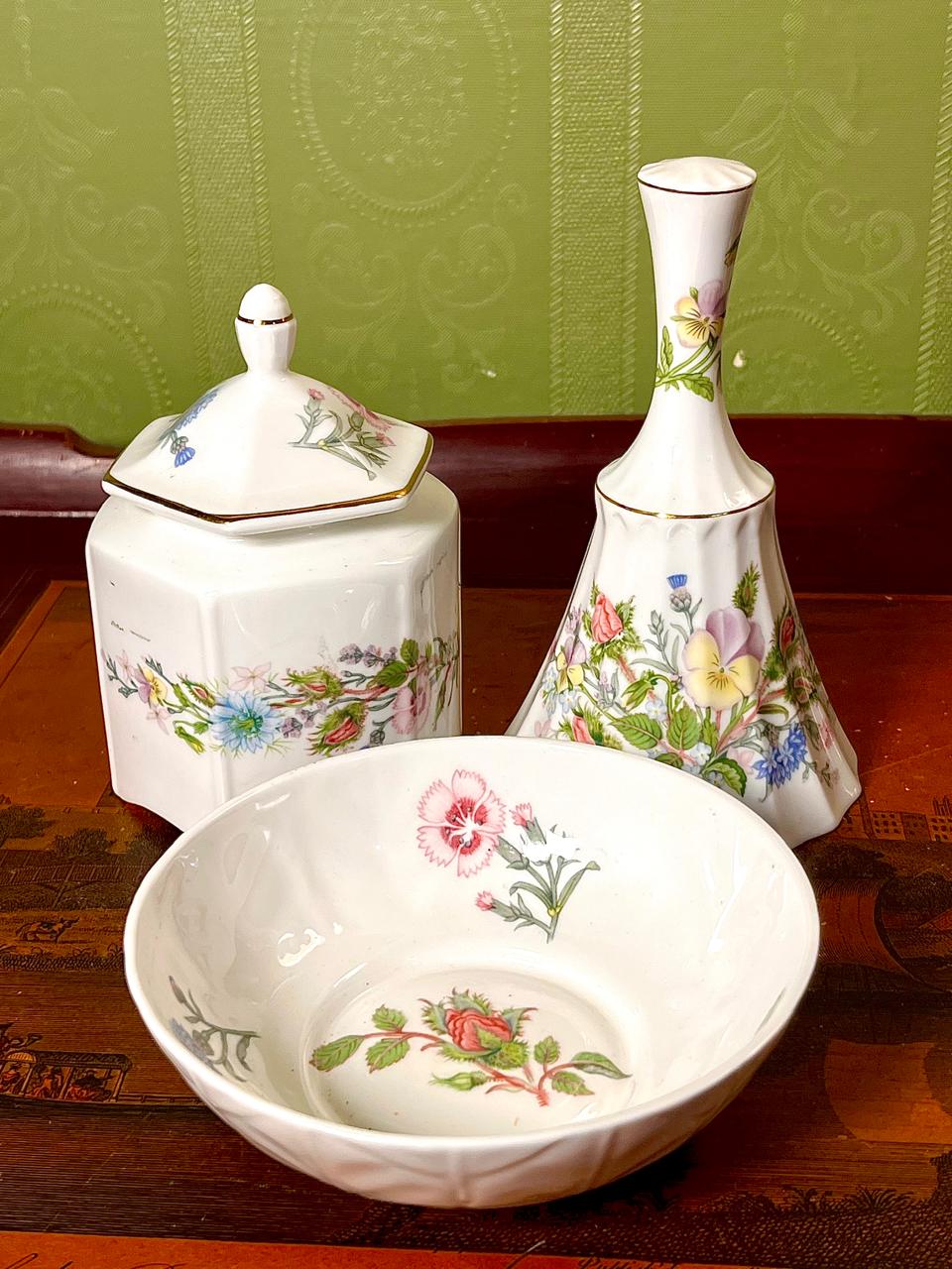 Aynsley Wild Tudor Fine Bone China Floral Decor Set, 3 Pieces
