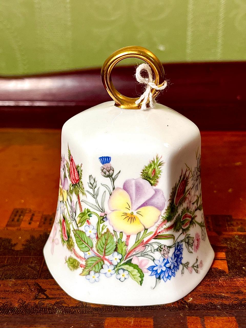 Aynsley Wild Tudor Fine Bone China Floral Bell – 3.5 in