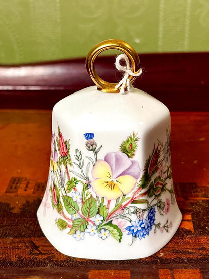 Aynsley Wild Tudor Fine Bone China Floral Bell – 3.5 in