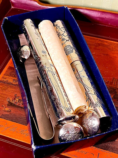 Silver-Tone Keepsake Scroll Holder Set – 10 in