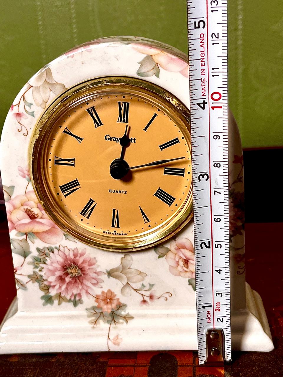 Vintage West Germany Floral Quartz Mantel Clock – 4.75 in