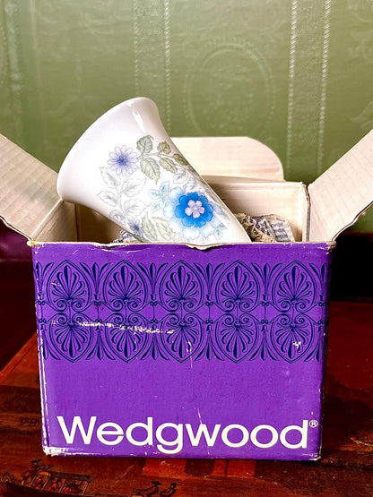 Wedgwood Blue Floral Bud Vase with box – 4.25 in, Made in England