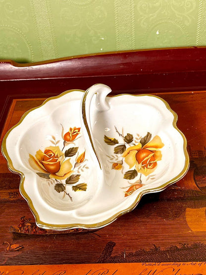 Staffordshire Fine Bone China Rose Serving Dish – 8 in