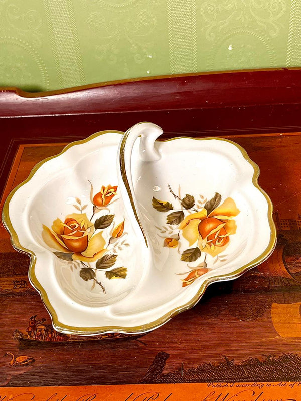Staffordshire Fine Bone China Rose Serving Dish – 8 in