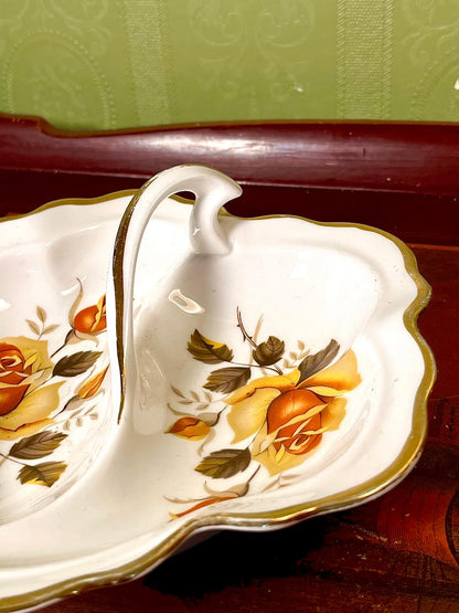 Staffordshire Fine Bone China Rose Serving Dish – 8 in