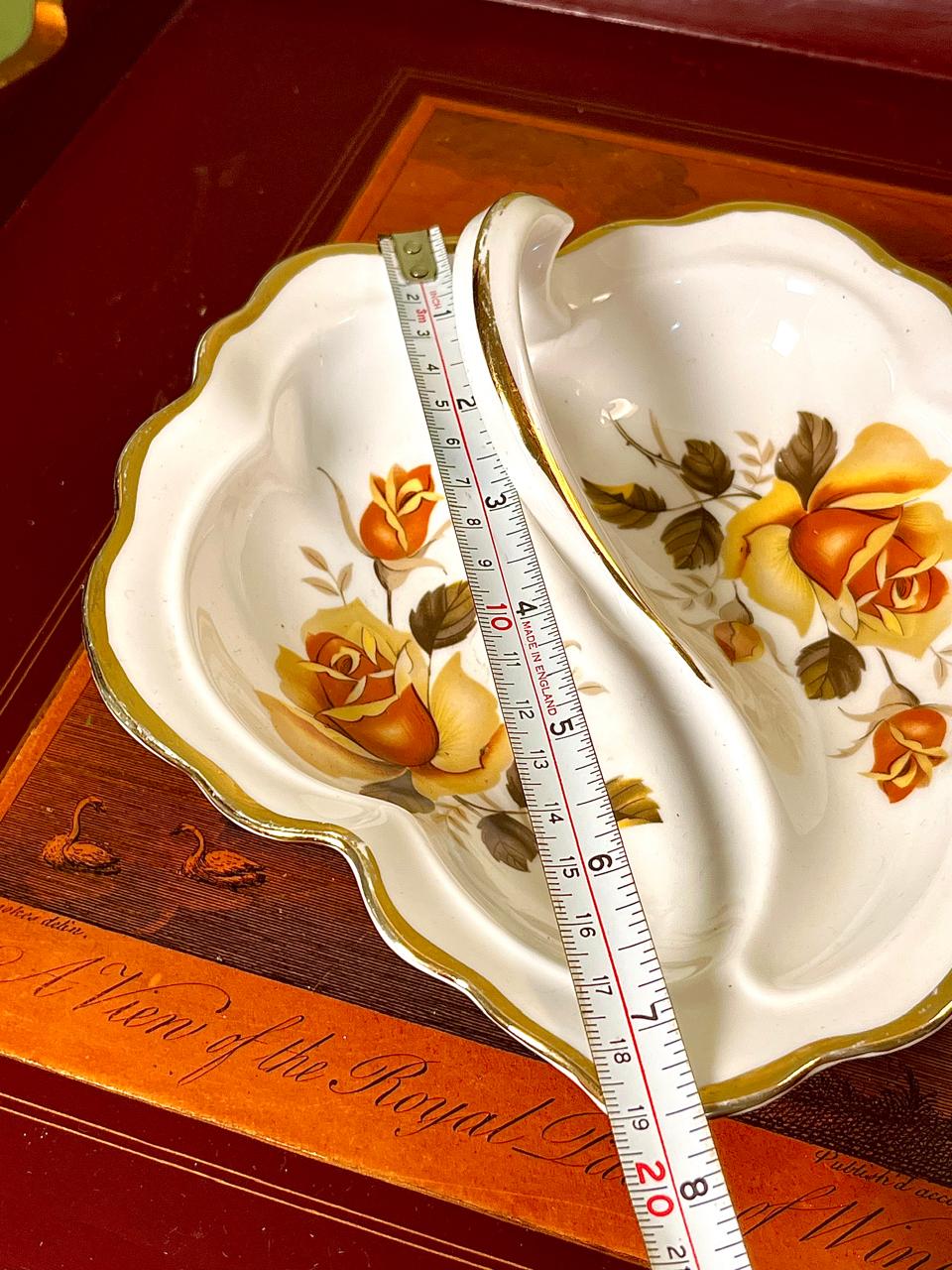 Staffordshire Fine Bone China Rose Serving Dish – 8 in