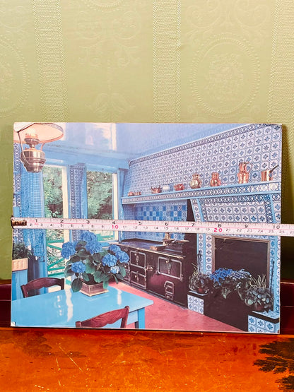 Blue Tiled Kitchen Framed Picture Plaque Approx. 10 x 8 Inches