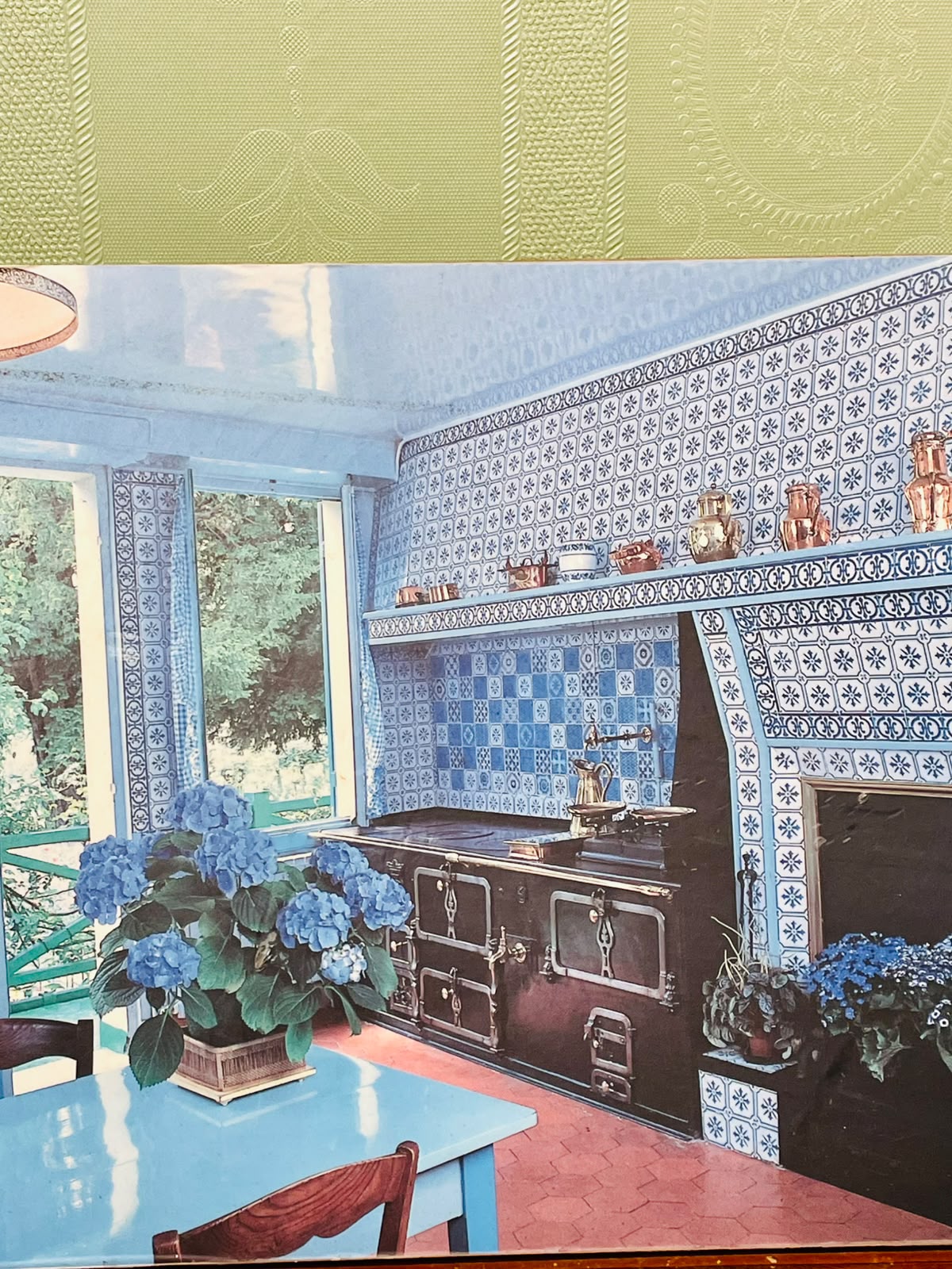 Blue Tiled Kitchen Framed Picture Plaque Approx. 10 x 8 Inches