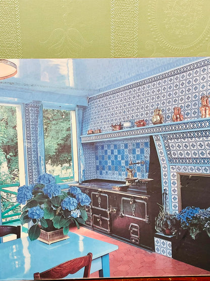 Blue Tiled Kitchen Framed Picture Plaque Approx. 10 x 8 Inches