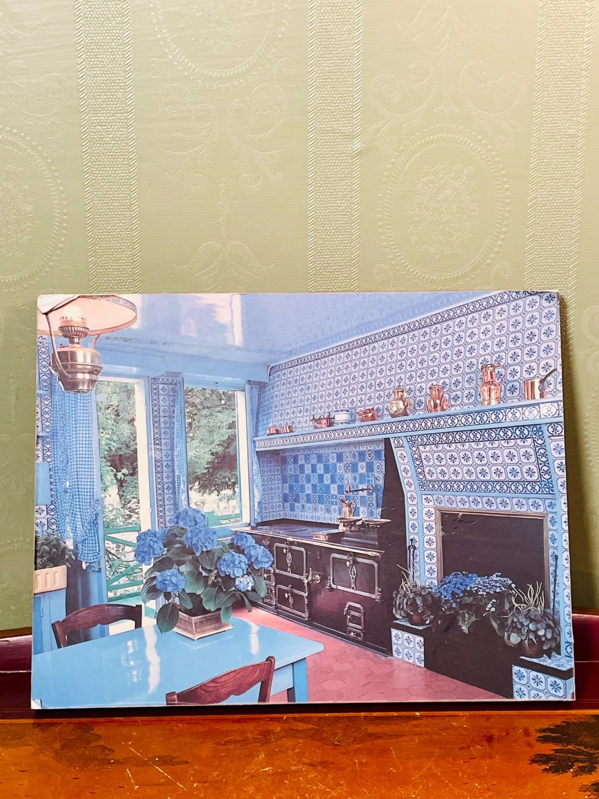 Blue Tiled Kitchen Framed Picture Plaque Approx. 10 x 8 Inches