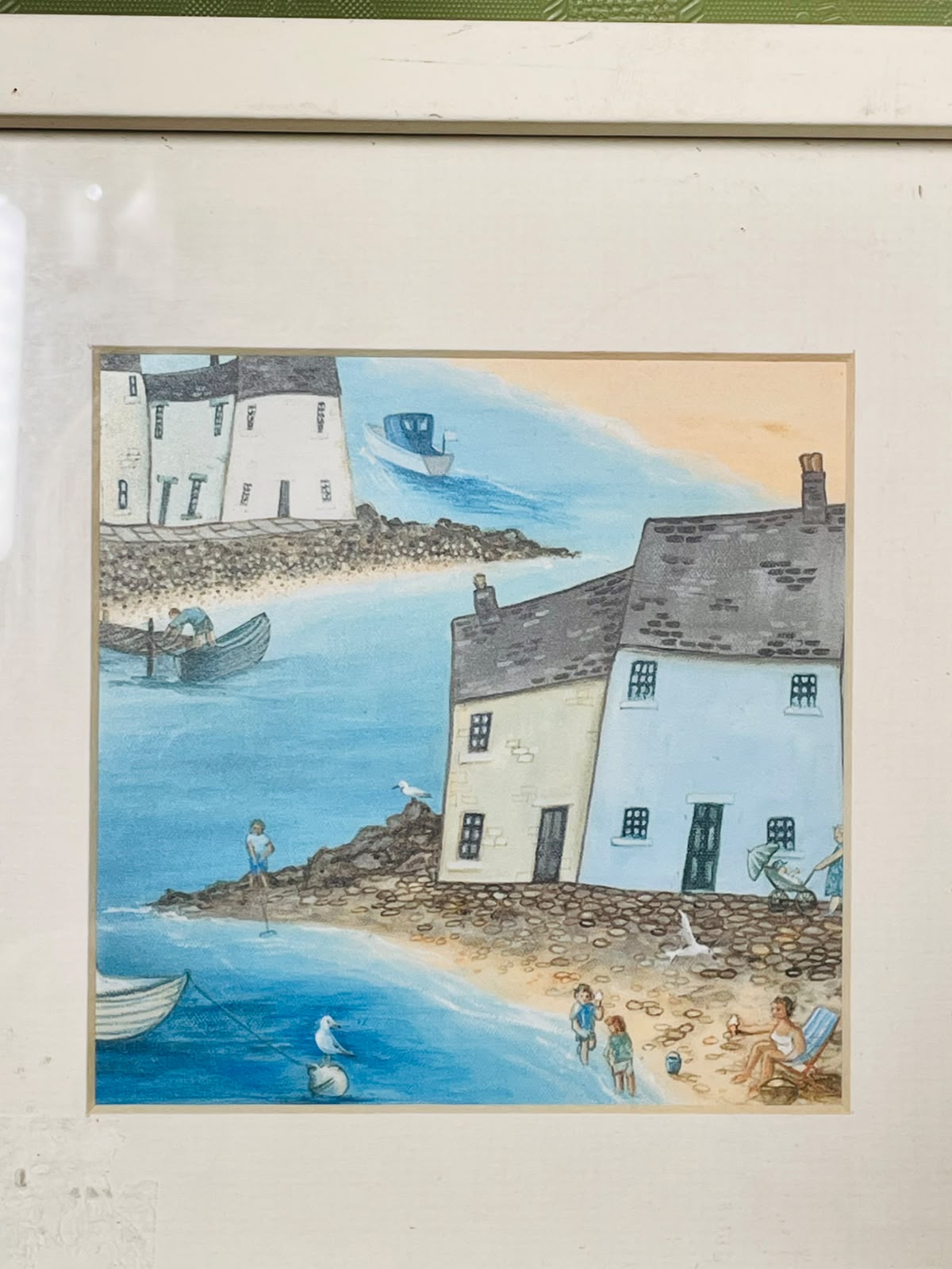Harbourside II Framed Coastal Art Painting 22cm x 22cm