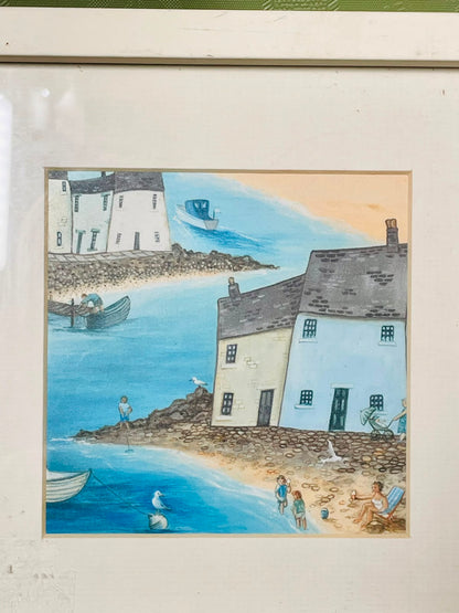 Harbourside II Framed Coastal Art Painting 22cm x 22cm