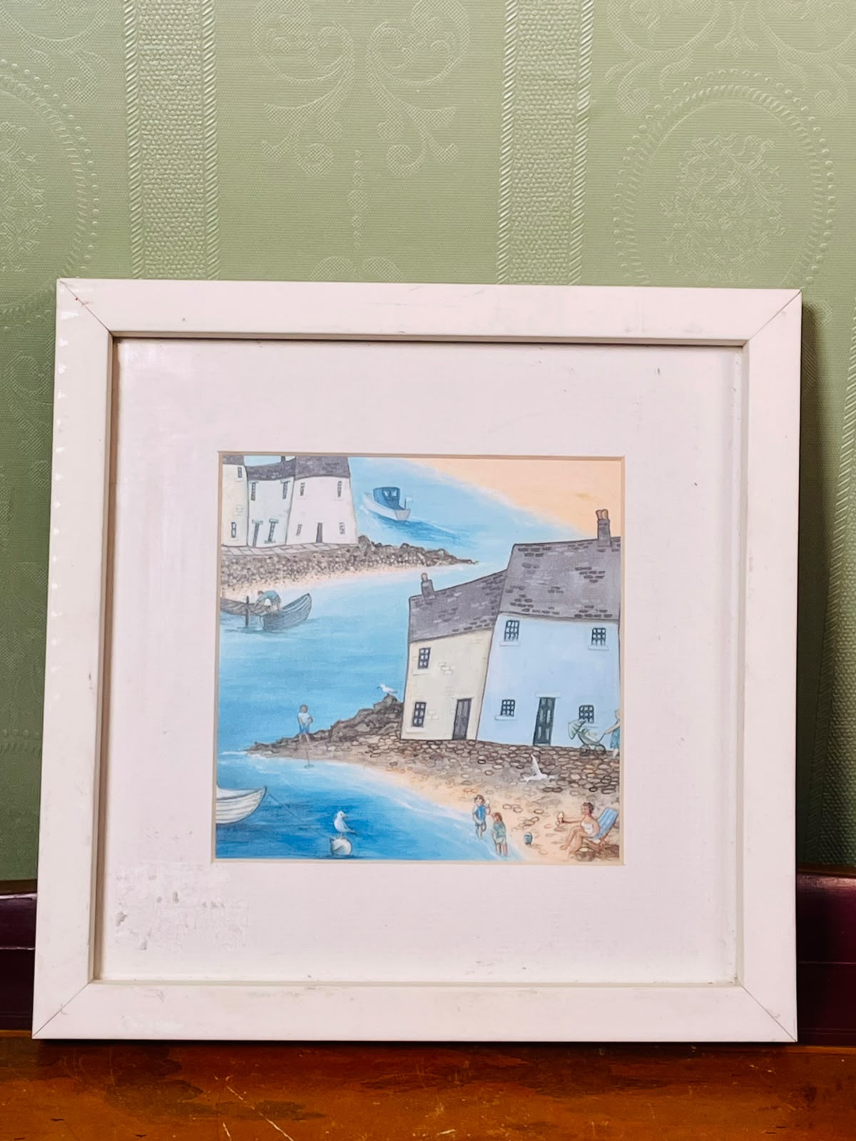 Harbourside II Framed Coastal Art Painting 22cm x 22cm