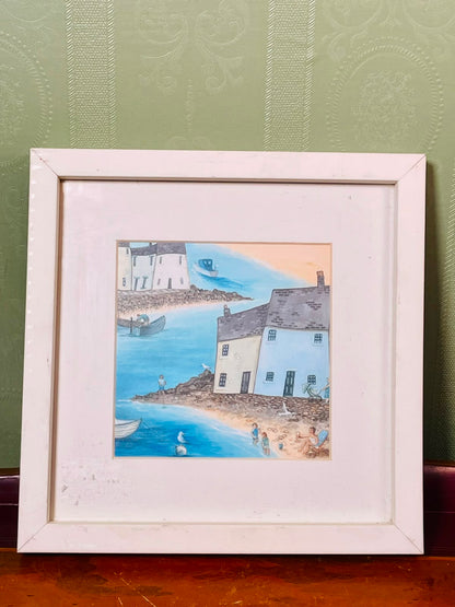 Harbourside II Framed Coastal Art Painting 22cm x 22cm
