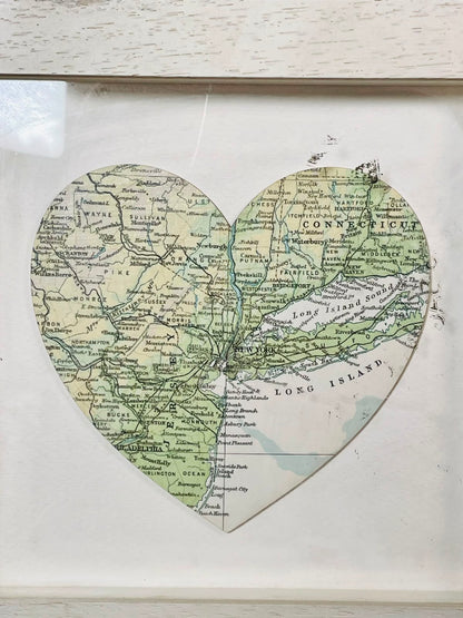 Bombay Framed Heart Map Art Painting Approx. 20 x 23cm