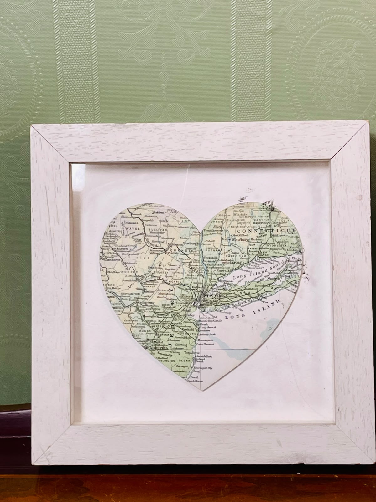 Bombay Framed Heart Map Art Painting Approx. 20 x 23cm