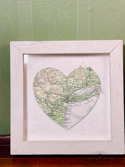 Bombay Framed Heart Map Art Painting Approx. 20 x 23cm